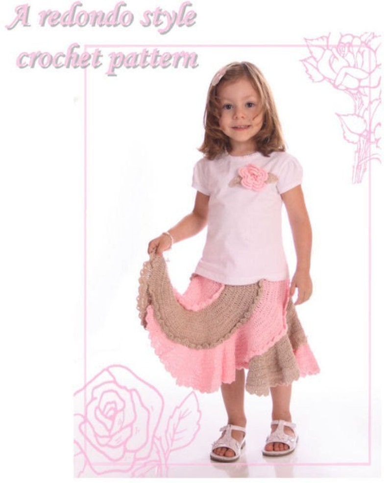 Boutique spiral skirt crochet pattern multi-sized 2T-10 image 2