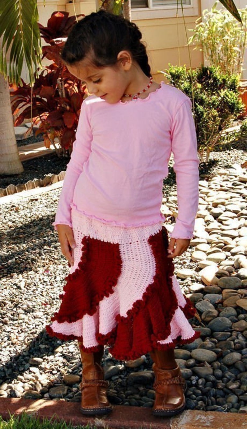 Boutique spiral skirt crochet pattern multi-sized 2T-10 image 5