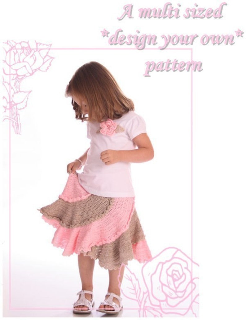 Boutique spiral skirt crochet pattern multi-sized 2T-10 image 1