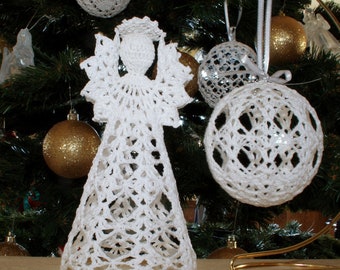 Cathedral angel and ball ornament pdf crochet pattern