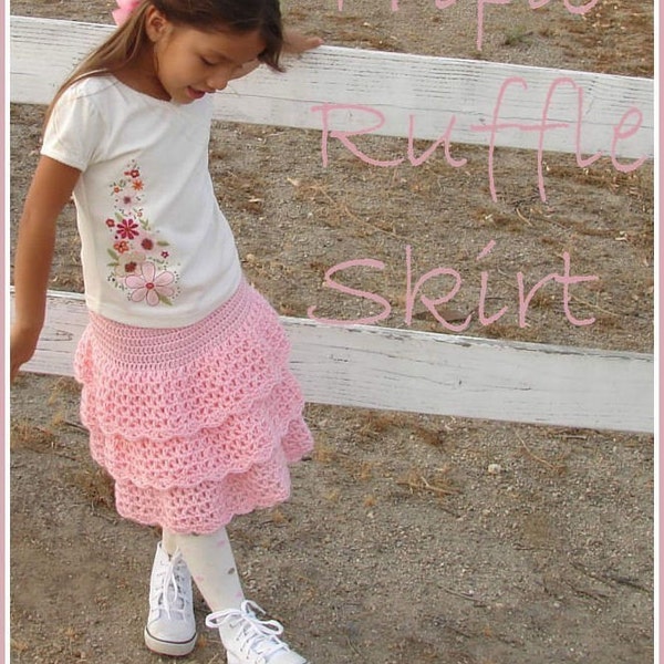 Triple ruffle skirt crochet pattern, girls skirt pattern, sizes 2T-9, crochet skirt pattern, crochet skirt, pdf pattern, ruffle skirt