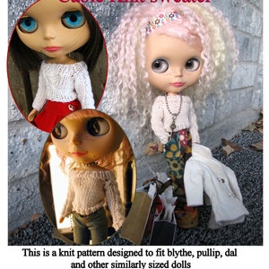 Blythe cable knit sweater pattern doll clothes
