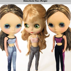 blythe athletic pdf sewing pattern sports bra leggings with pockets work out doll clothes