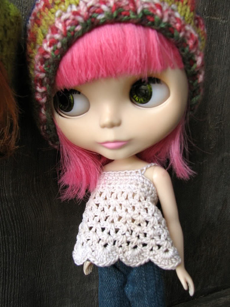 Blythe babydoll apron top crochet pattern pdf fashion dolls shirt photography prop image 1