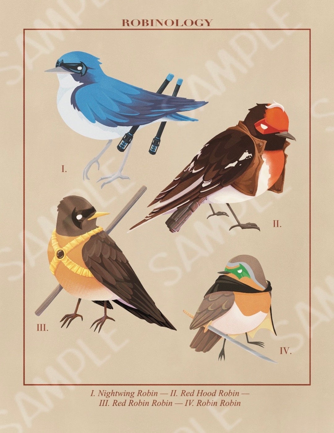 Robinology Print: Nightwing, Red Hood, Red Robin, Robin Birds - Etsy ...