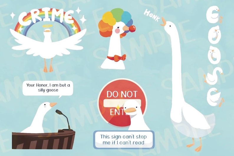 Silly Goose Sticker Sheet - Etsy