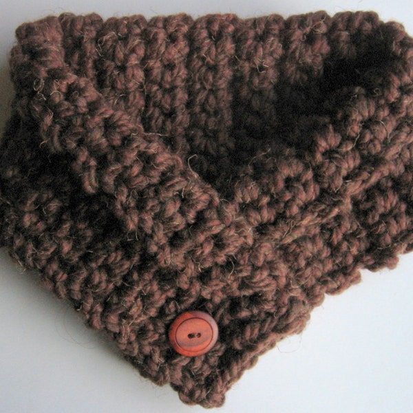 Wood Brown Neck Cozy Neck Warmer Neck Cowl with Spice Button