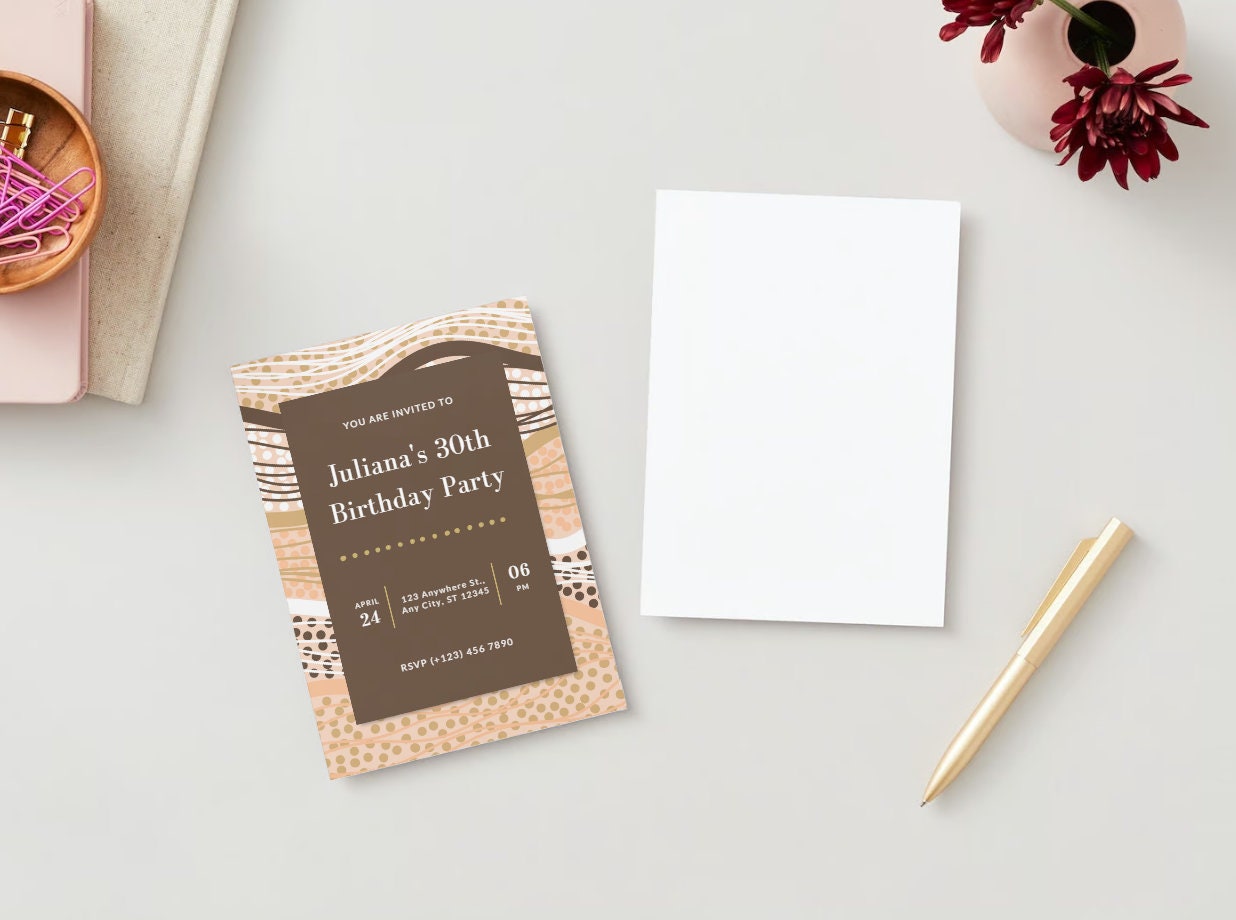Indigenous Aboriginal Birthday Invitation - Digital Template, Fully ...