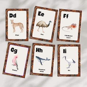 Native Australian Animals Flash Cards - Aboriginal Design - Digital download