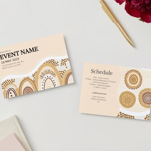 Plantilla de invitación a evento de diseño aborigen indígena: plantilla digital, totalmente editable