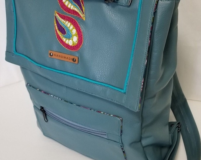 Large Faux Leather Backpack with lots of space to spare.