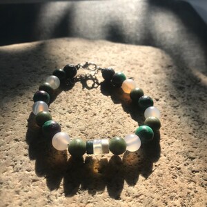 yellow howlite / ruby zoisite / marine agate / Opal / Jasper / white turquoise / lava stone bracelet