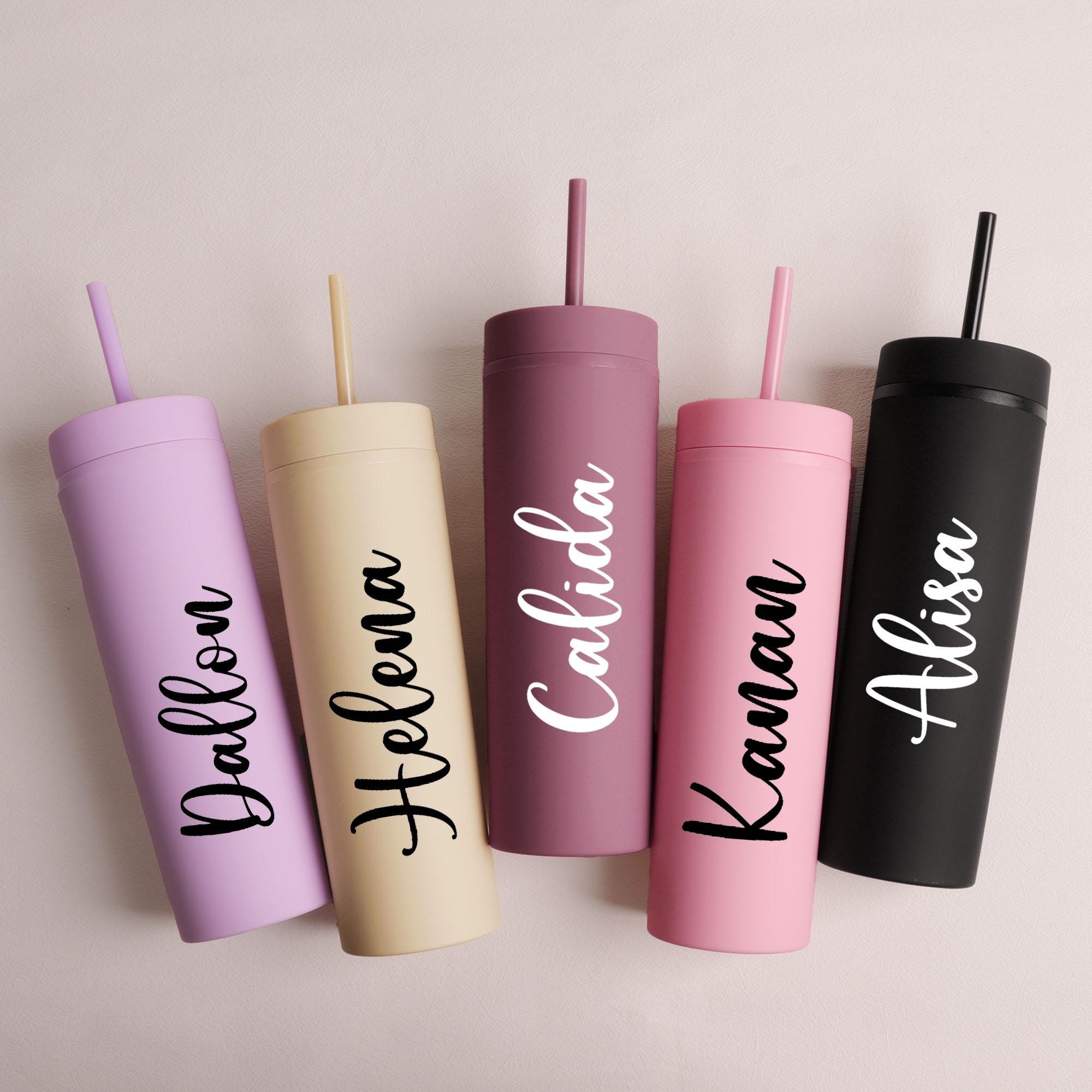 Personalized Bridesmaid gifts,16 oz Skinny Tumbler, Bridesmaid cups with Straw, Wedding Party water glass Gifts, Bridesmaid Proposal