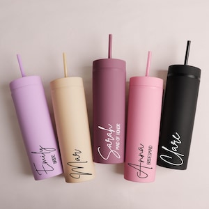 Bridesmaid gifts, Bridesmaid Proposal, Personalized Tumbler with Same Lid and Straw, Custom Wedding Cups, 16 oz Skinny Tumblers