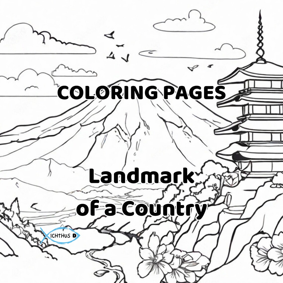 Country Landmark - COLORING PAGES - Etsy