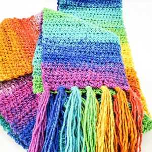 Unisex Rainbow Scarf, Gift for Her or Him image 3