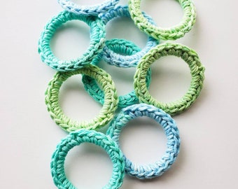 Catnip Infused Ferret and Cat Toys, Recycled Rings Toy, Blue Green