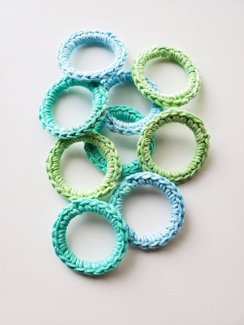 Catnip Infused Ferret and Cat Toys, Recycled Rings Toy, Blue Green image 1