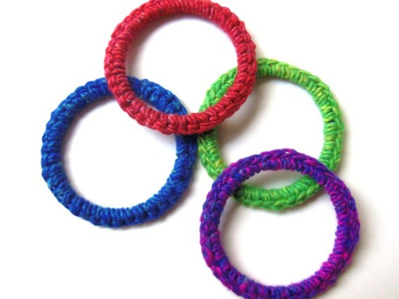 Cat and Ferret Toys, Recycled Rings Toy, Rainbow Colors image 4