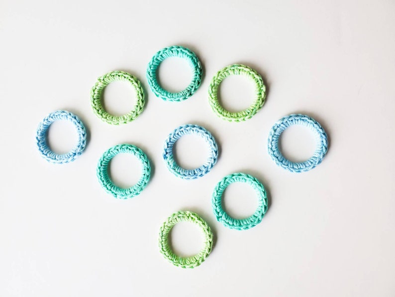 Catnip Infused Ferret and Cat Toys, Recycled Rings Toy, Blue Green image 3