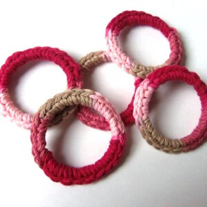 Ferret Cat Toys, Recycled Rings Toy, Pink Red, Gift for Ferrets and Cats image 5