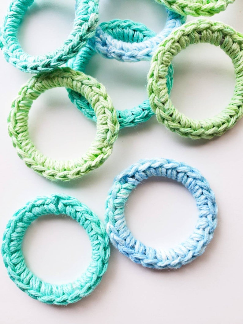Catnip Infused Ferret and Cat Toys, Recycled Rings Toy, Blue Green image 4