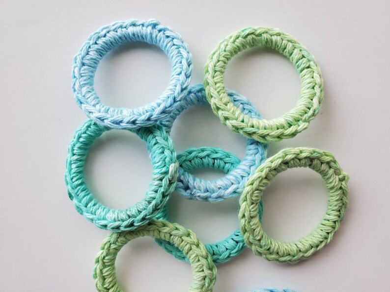 Catnip Infused Ferret and Cat Toys, Recycled Rings Toy, Blue Green image 2