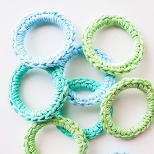 Catnip Infused Ferret and Cat Toys, Recycled Rings Toy, Blue Green image 5