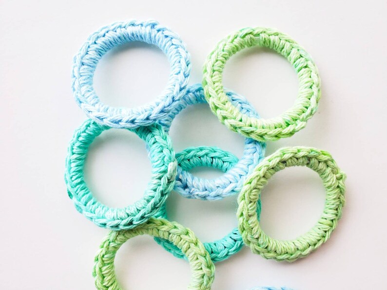 Catnip Infused Ferret and Cat Toys, Recycled Rings Toy, Blue Green image 5