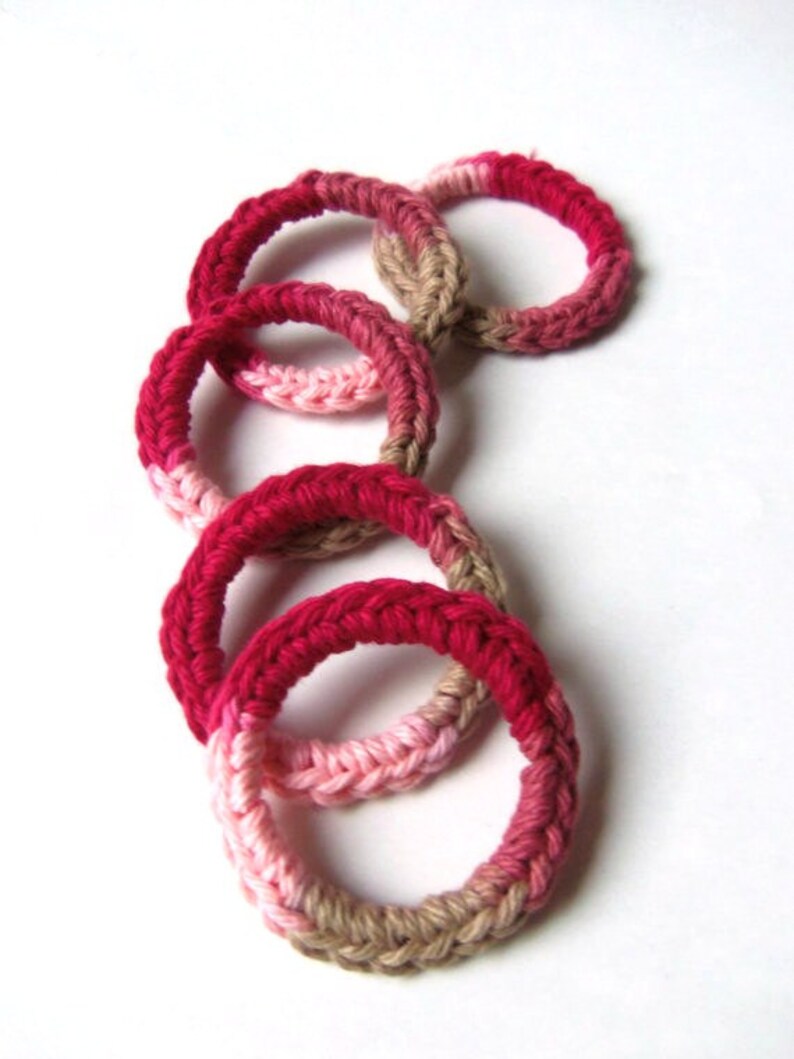 Ferret Cat Toys, Recycled Rings Toy, Pink Red, Gift for Ferrets and Cats image 3