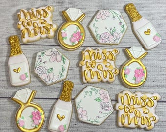Miss to Mrs Bridal Shower Decorated Sugar Cookies