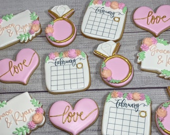 Love engagement sugar  cookies