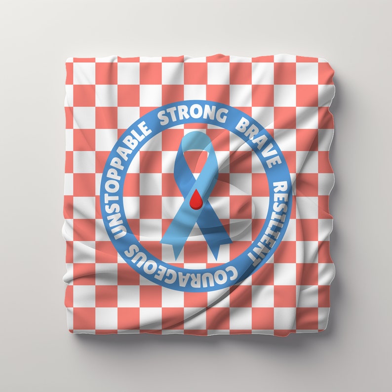 Type 1 Diabetes Awareness Blanket Blue Ribbon Design, Cozy Velveteen Plush, Perfect Gift for T1D