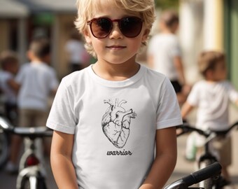 T-shirt Heart Warrior pour enfants, T-shirt de sensibilisation aux malformations cardiaques congénitales, T-shirt de soutien aux maladies cardiaques, Sensibilisation aux maladies coronariennes, 1 sur 100, Cadeau pour patient cardiaque