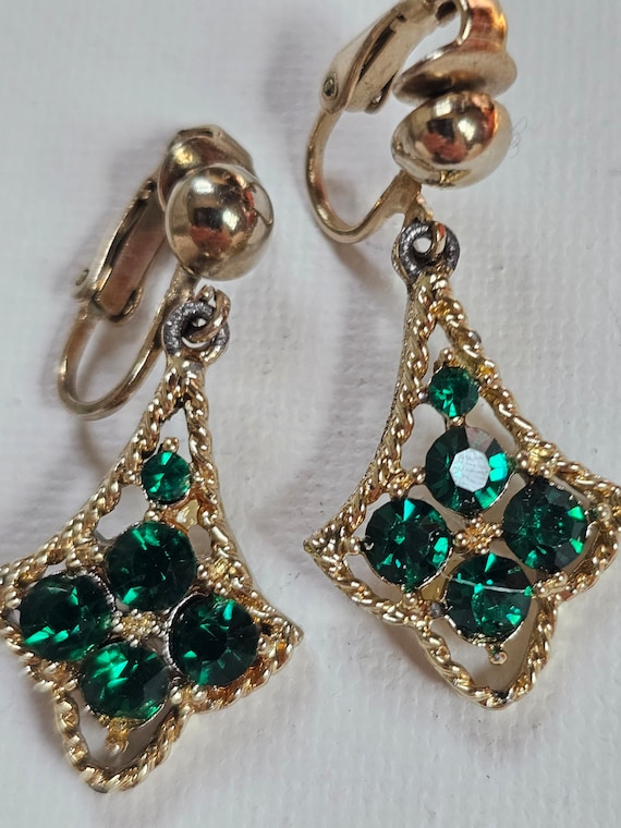 Emerald Vintage Earrings - image 2