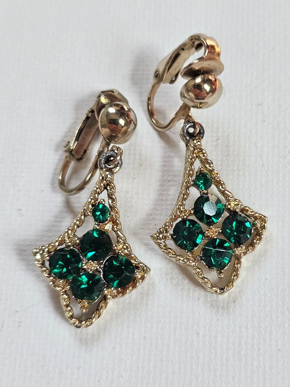Emerald Vintage Earrings - image 3