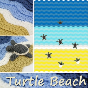 Turtle Beach Blanket Baby Sea Turtle Collection Amigurumi CROCHET PATTERNS digital PDF file download image 1