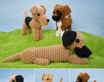 Special Deal - AmiDogs (Set 5) - Great Dane, Airedale Terrier, Boxer - 3 amigurumi dog CROCHET PATTERNS digital PDF file download