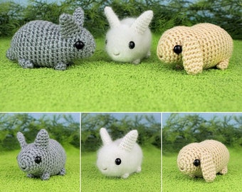 Baby Bunnies - three amigurumi bunny rabbit CROCHET PATTERNS digital PDF file download