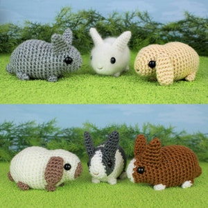 Baby Bunnies 1 & 2 - six amigurumi bunny rabbit CROCHET PATTERNS digital PDF file download