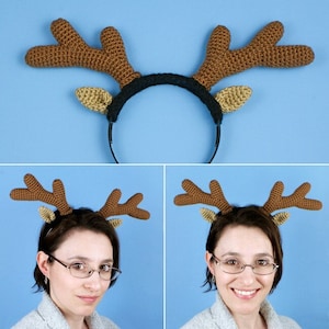 Reindeer Antlers CROCHET PATTERN digital PDF file download, headband costume for cosplay or Christmas