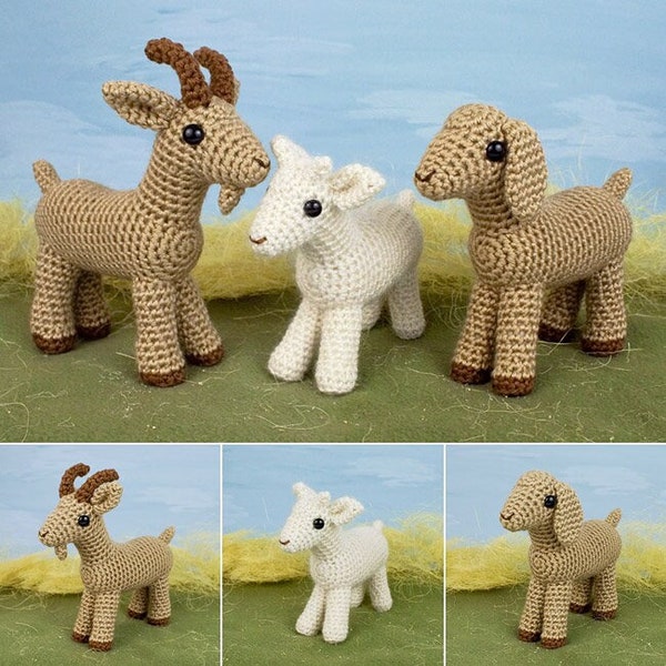 Farmyard Goats amigurumi CROCHET PATTERN digital PDF file download