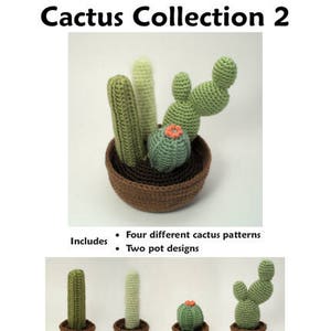 Cactus Collections, eight realistic potted plant CROCHET PATTERNS digital PDF file download image 10