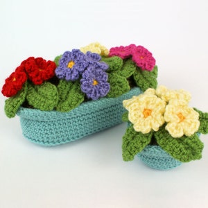 Primroses potted plant CROCHET PATTERN digital PDF file download