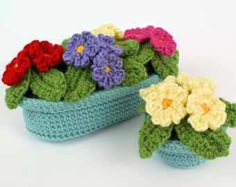 Primroses potted plant CROCHET PATTERN digital PDF file download