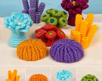 Coral Reef Collection 2, four realistic CROCHET PATTERNS digital PDF file download