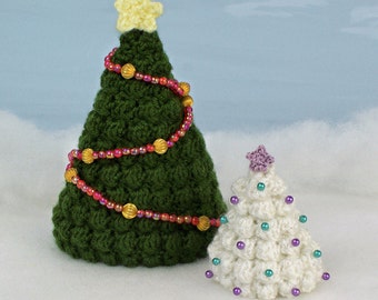 Christmas Trees Set 1 CROCHET PATTERN digital PDF file download (2 sizes and star included)