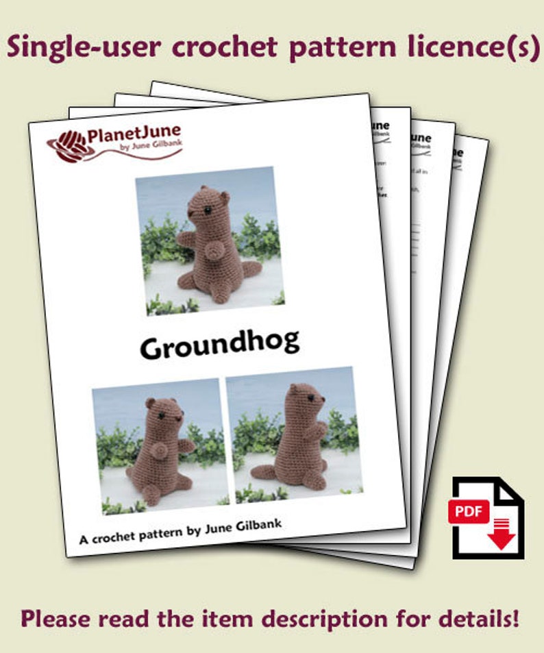 Groundhog woodchuck, marmot amigurumi CROCHET PATTERN digital PDF file download image 2