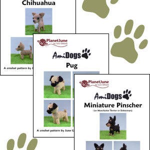 Special Deal AmiDogs Set 4 Chihuahua, Pug, Miniature Pinscher 3 amigurumi dog CROCHET PATTERNS digital PDF file download image 10