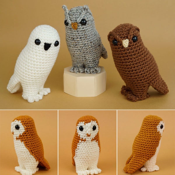 Owl Collection and Barn Owl - four amigurumi CROCHET PATTERNS digital PDF file download